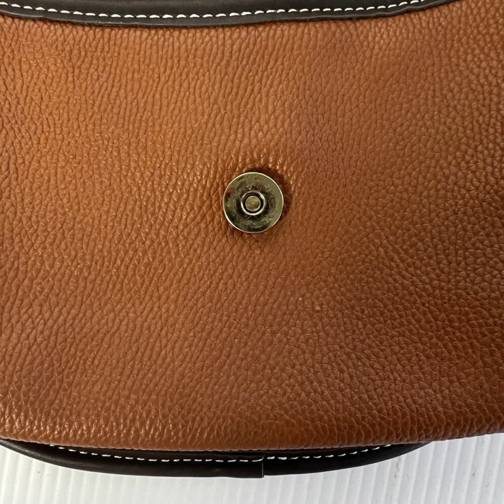 London Fog Women's Newbury Large Saddle Cross Body Handbag Brown Faux Leather - Picture 12 of 13